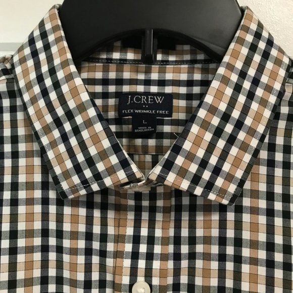 J Crew Men's button down plaid wrinkle free shirt